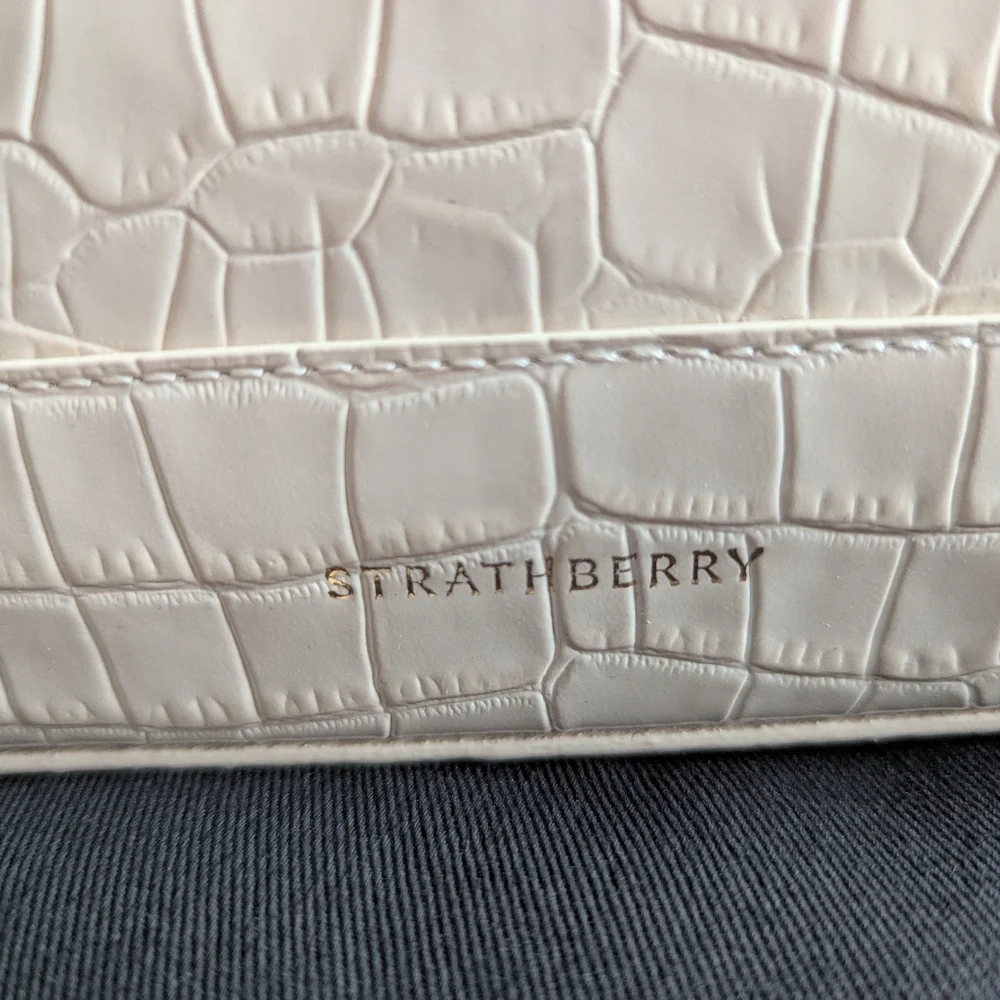 NWT Strathberry Dome Mini Croc-Embossed Leather Vanilla - Picture 7 of 7